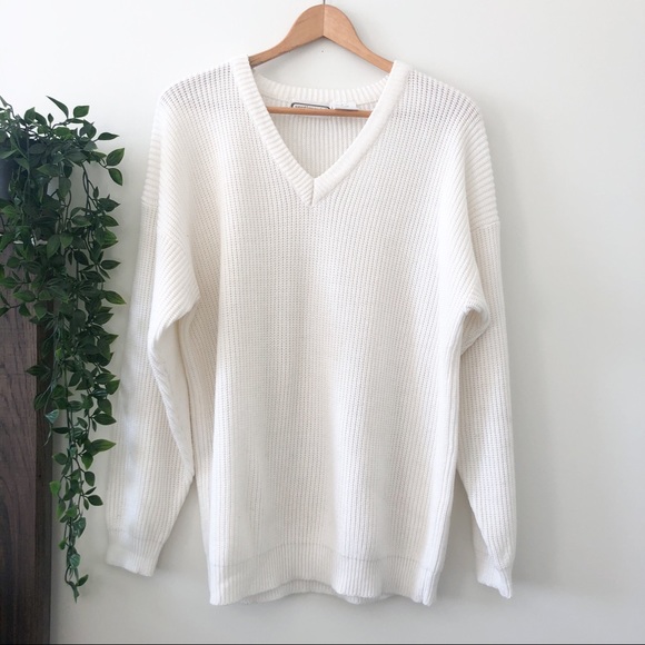 Vintage Sweaters - ❌SOLD❌Vintage White Knit Oversized Sweater